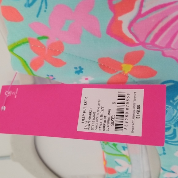 Lilly Pulitzer Cayce Dress in Surf Blue Luscious Lions - Picture 6 of 16